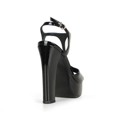 Kelly Platform Sandal Black Patent, view 5