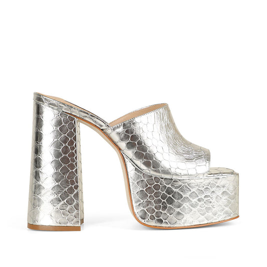 Lexie Platform Leather Silver