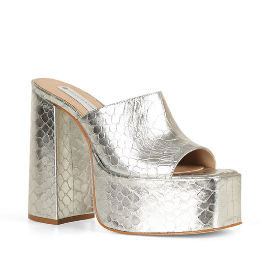 Lexie Platform Leather Silver