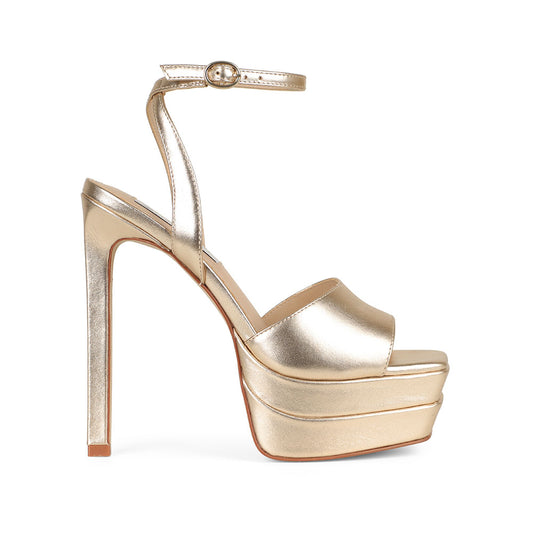 Lizzie Platform Sandal Leather Gold