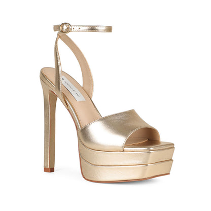 Lizzie Platform Sandal Leather Gold, view 3