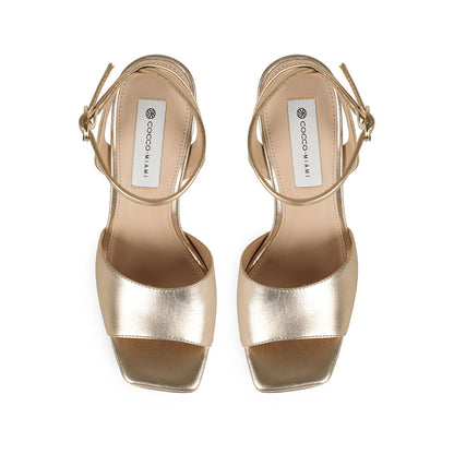 Lizzie Platform Sandal Leather Gold, view 4
