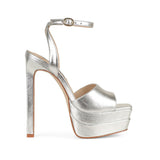 Lizzie Platform Sandal Leather Silver