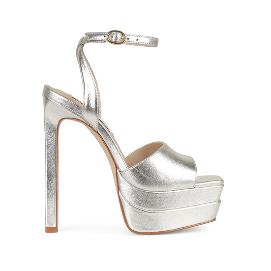 Lizzie Platform Sandal Leather Silver