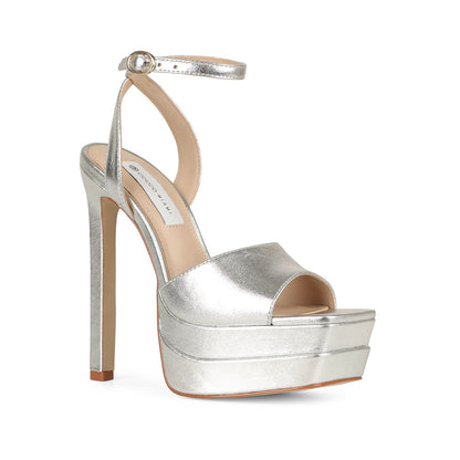 Lizzie Platform Sandal Leather Silver, view 3