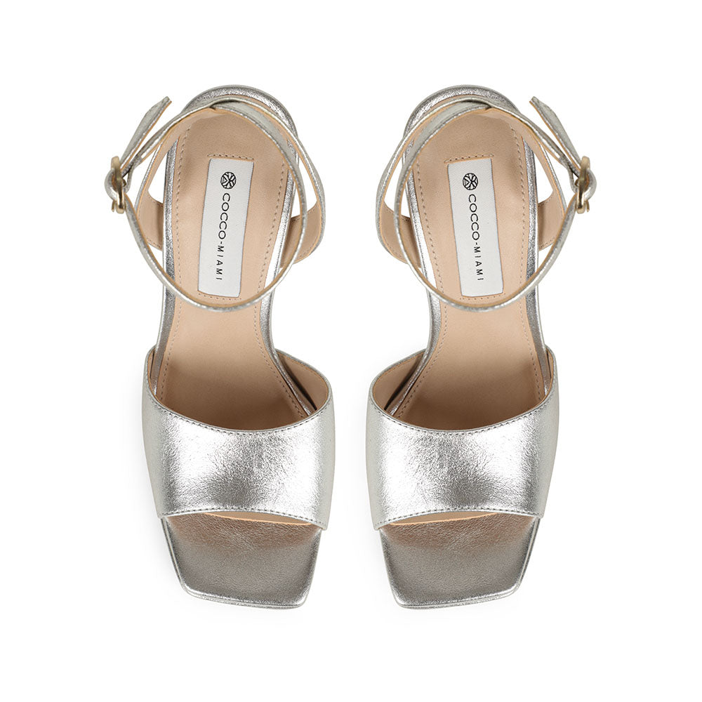 Lizzie Platform Sandal Leather Silver