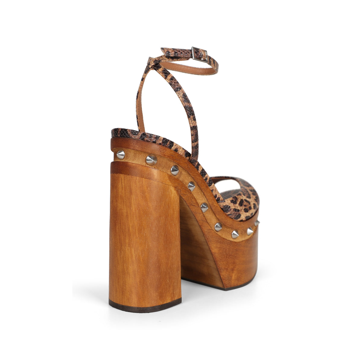 Myst Studded Wood Platform Sandal Leopard, view 5