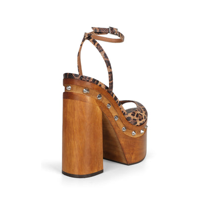 Myst Studded Wood Platform Sandal Leopard, view 5