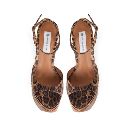 Myst Studded Wood Platform Sandal Leopard, view 4