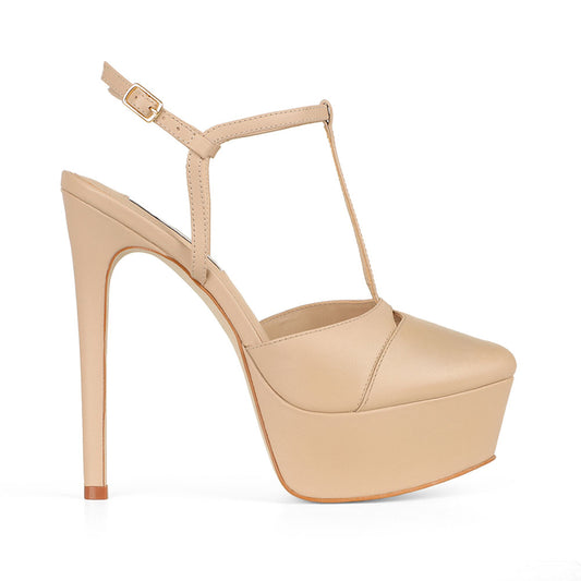 Maite Platform Sandal Leather Beige