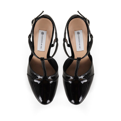 Sandalia de plataforma Maite de charol negro