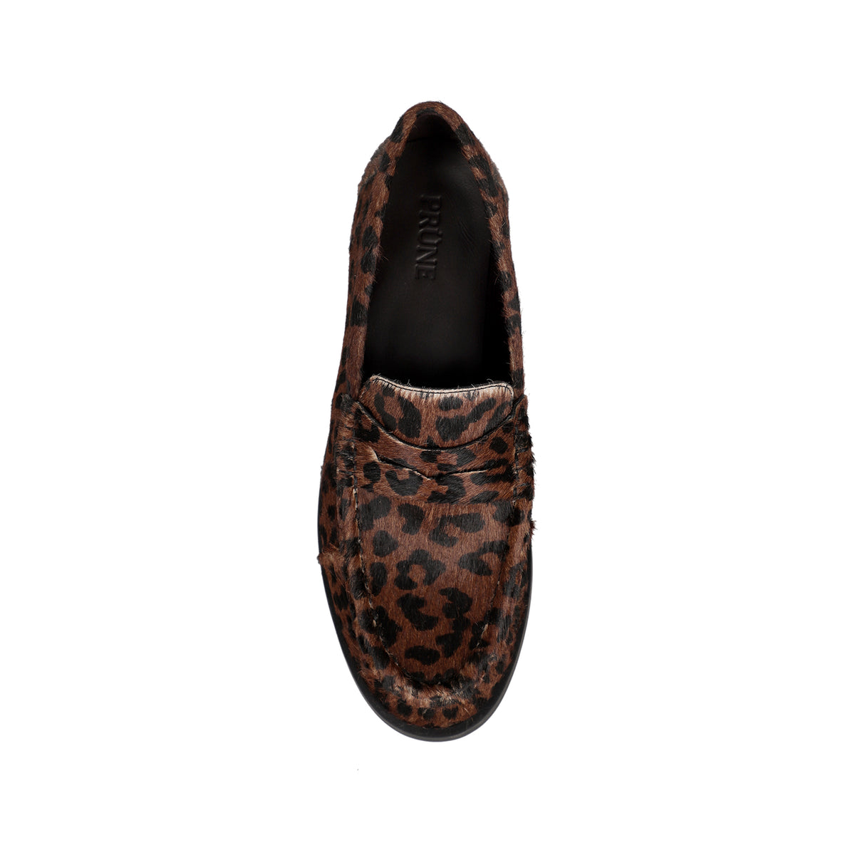 Mocasín Martina de piel con pelo leopardo oscuro
