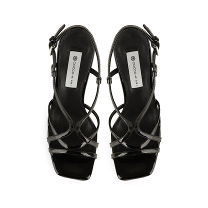 Megy Platform Sandal Black Patent Leather, view 4