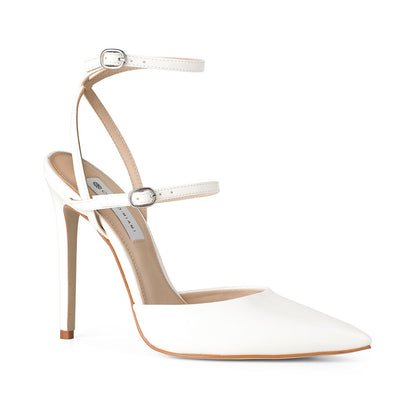 Miranda Slingback Pumps White Patent Leather, view 3