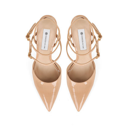 Miranda Slingback Pumps Nude Patent Leather, view 4