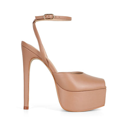 Naomi Platform Sandal Nude Leather