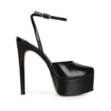 Naomi Platform Sandal Black Leather