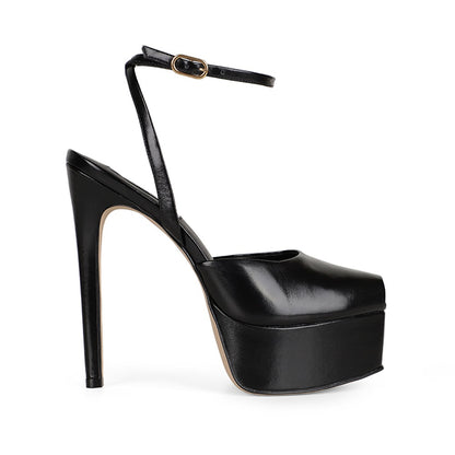 Naomi Platform Sandal Black Leather