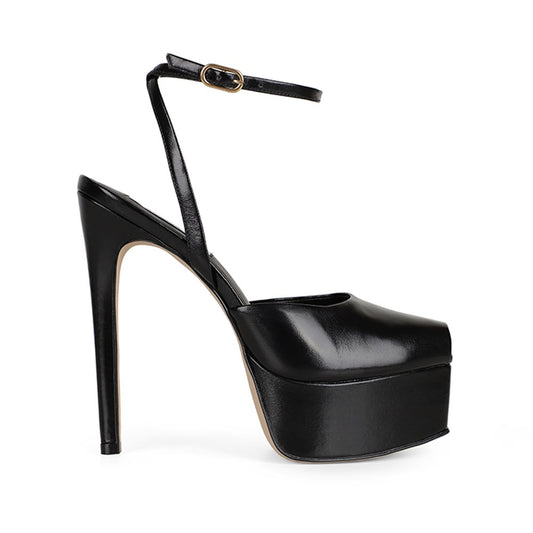 Naomi Platform Sandal Black Leather