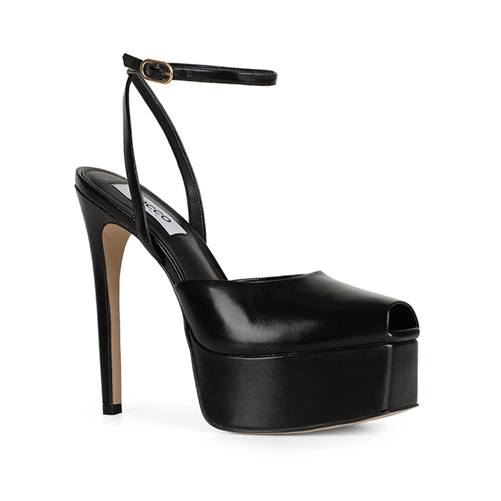 Naomi Platform Sandal Black Leather