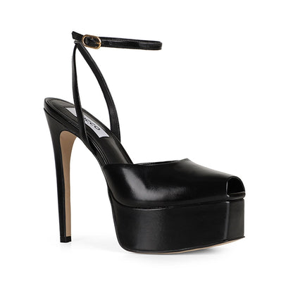 Naomi Platform Sandal Black Leather, view 3