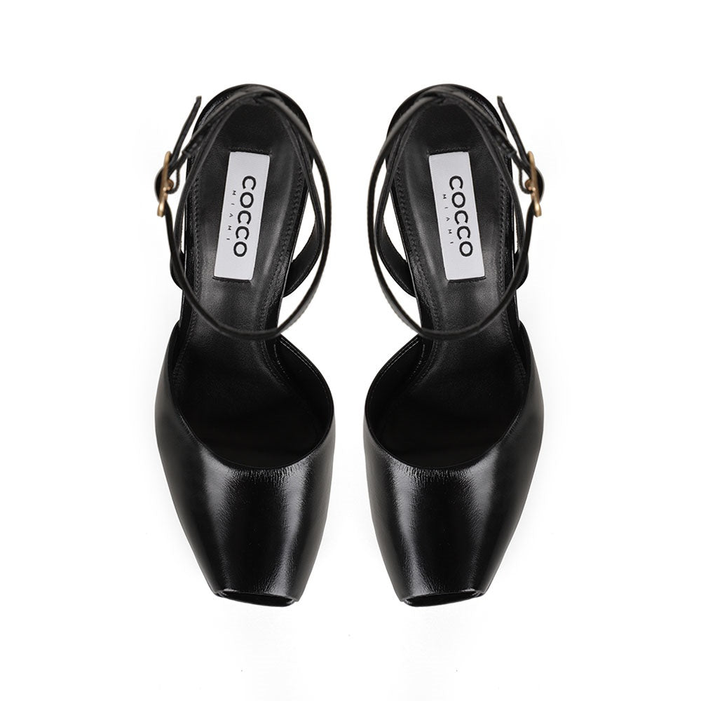 Naomi Platform Sandal Black Leather