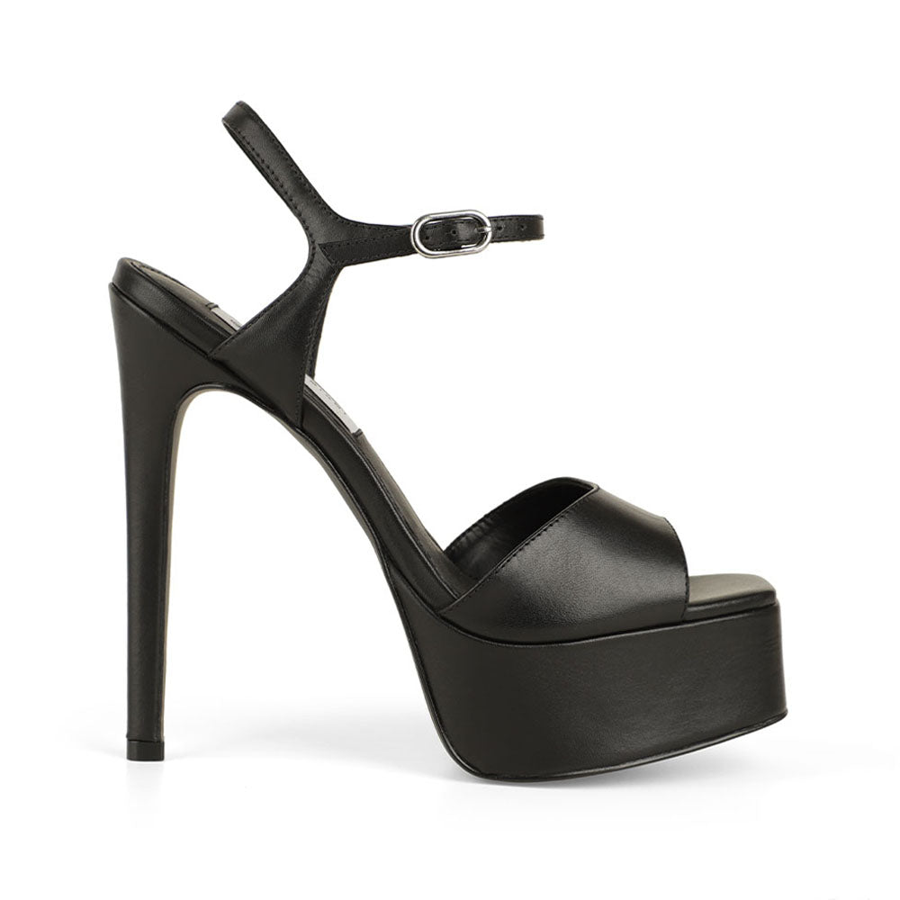 Nora Platform Sandal Leather Black