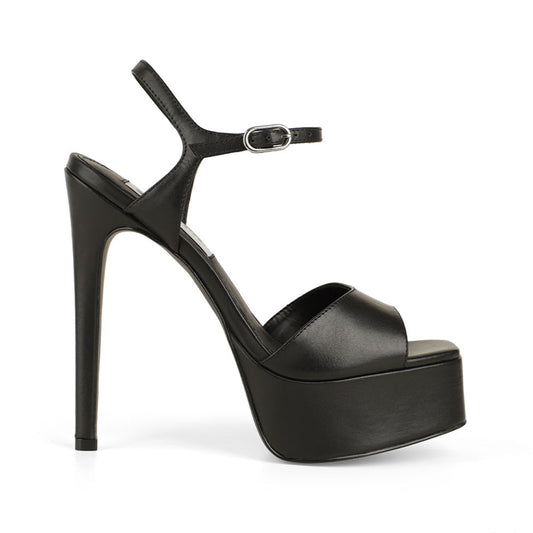 Nora Platform Sandal Leather Black