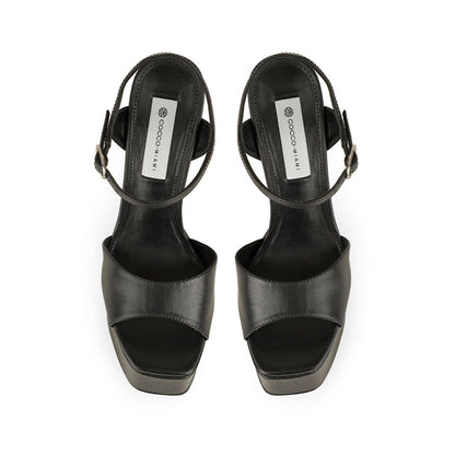 Nora Platform Sandal Leather Black, view 4