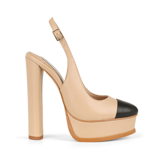 Olivia Platform Leather Beige