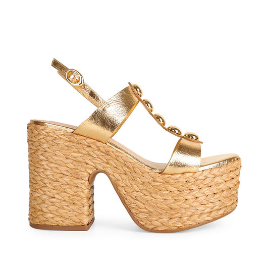 Rhonda Platform Gold Leather