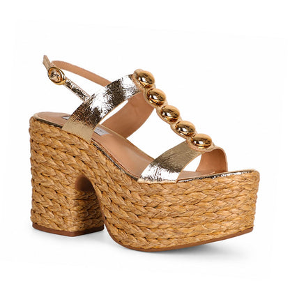 Rhonda Platform Gold Leather, view 3