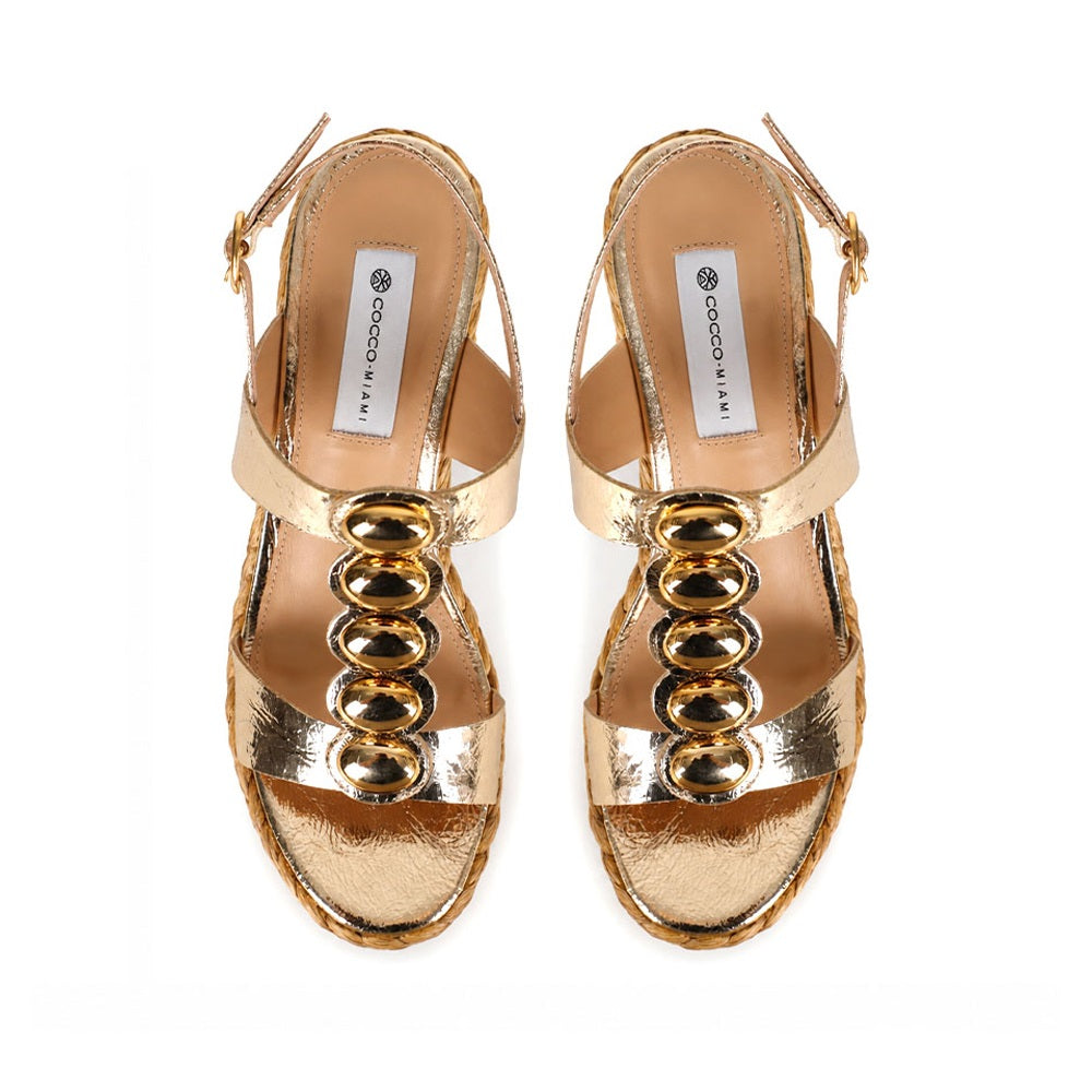 Rhonda Platform Gold Leather, view 5