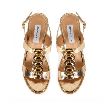 Rhonda Platform Gold Leather, view 5