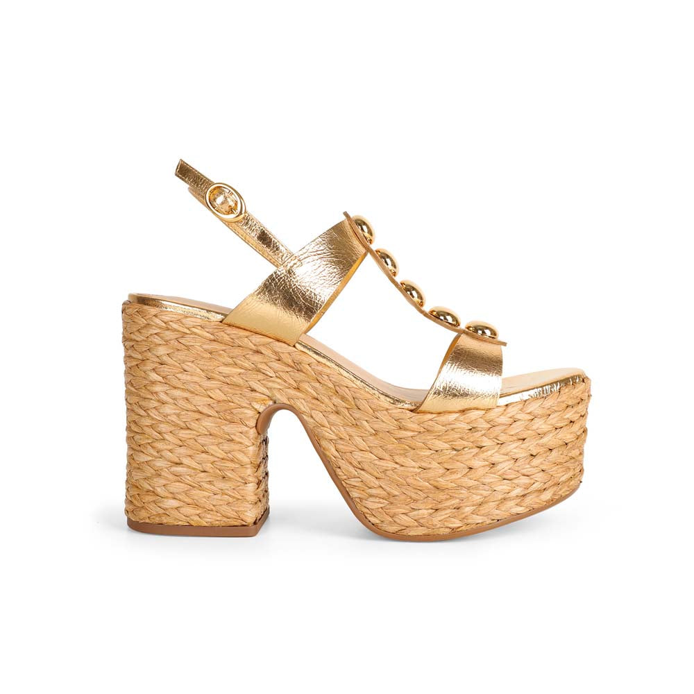 Rhonda Platform Gold Leather