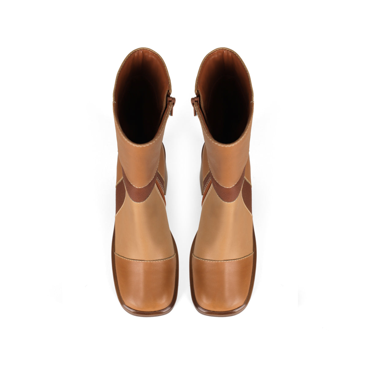Rogue Platform Boot Camel Patchwork Leather