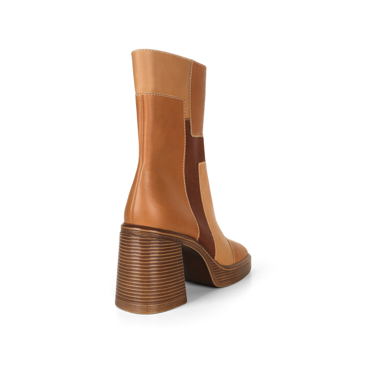 Rogue Platform Boot Camel Patchwork Leather