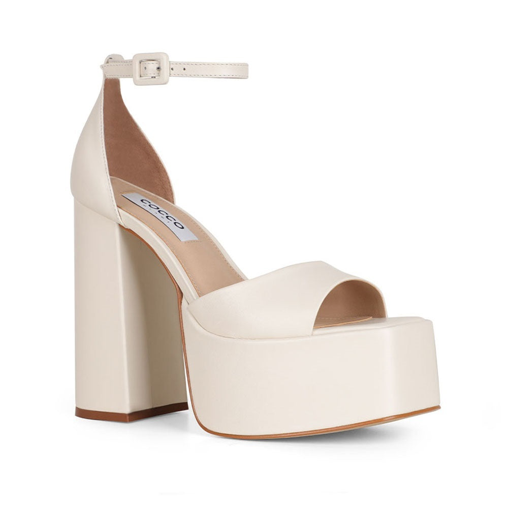 Sally Platform Sandal Leather Off White, view 3