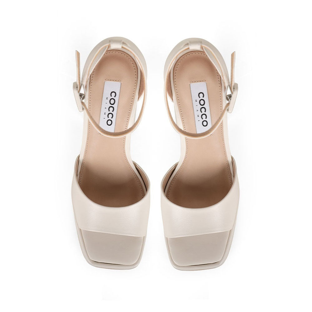 Sally Platform Sandal Leather Off White, view 4