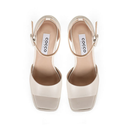 Sally Platform Sandal Leather Off White, view 4