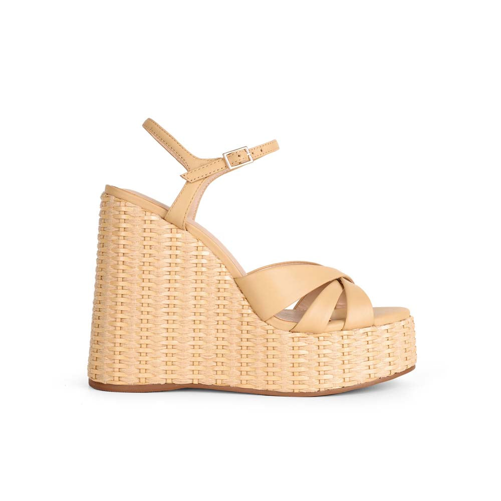 Valery Platform Beige Leather