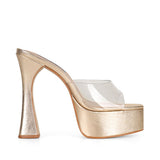 Valentina Platform Mule Gold Metallic Leather