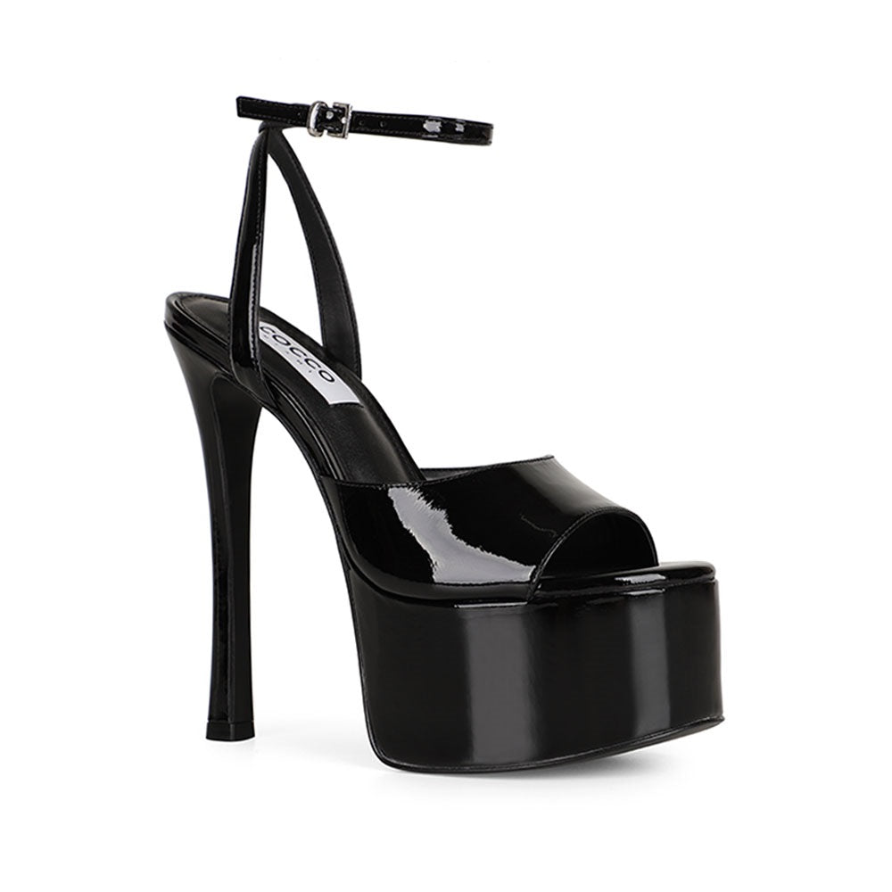 Sandalia de plataforma Venus de charol negro