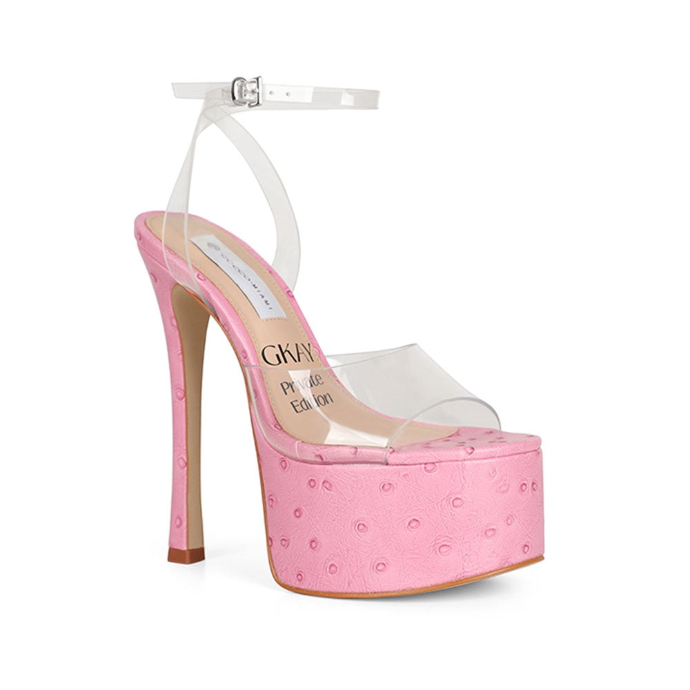 Venus Platform Sandal Pink Leather, view 3