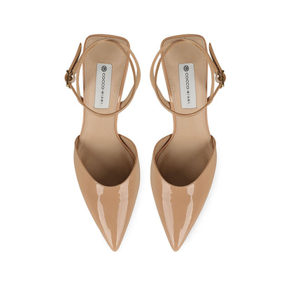 Wendy Slingback Pumps Nude Patent Leather, view 4