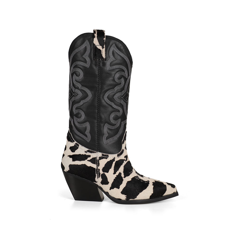 West Boot Black & White Leather