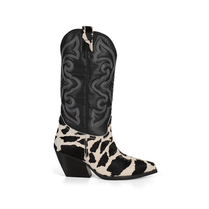 West Boot Black & White Leather