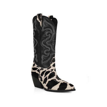 West Boot Black & White Leather