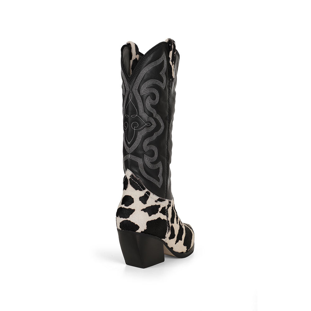 West Boot Black & White Leather