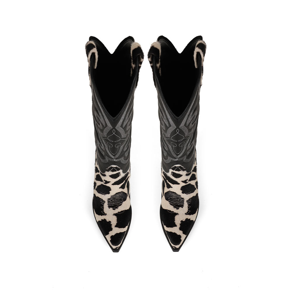 West Boot Black & White Leather